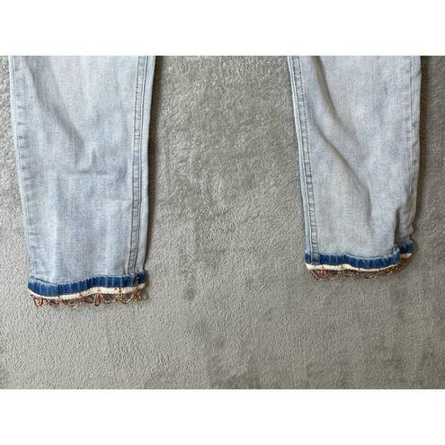 Pilcro  Midrise Light Wash Embroidered Ankles Slim Straight Leg Jeans 26