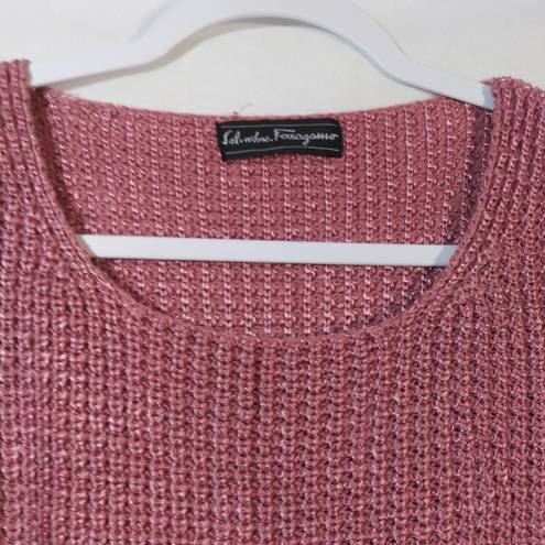 Salvatore Ferragamo  Pink Vintage Silk Knit Sweater Long Sleeve Size M