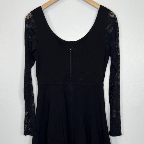 Tripp NYC  Lace Long Sleeve Hi Low Corset Dress Black Size Medium Goth Witchy