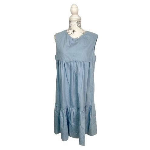 Harper  Denim Chambray Tiered Sleeveless Babydoll Dress Jumper Size M NWT