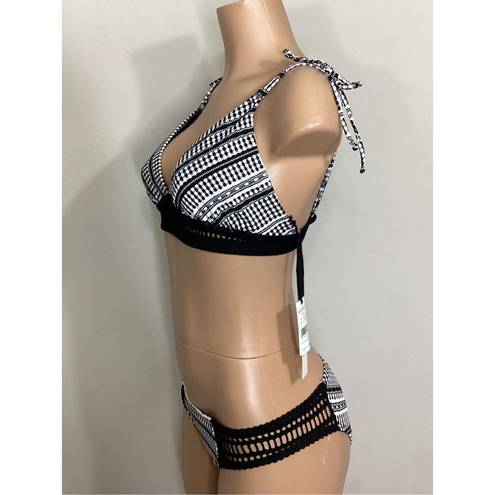 Robin Piccone New.  black and white crochet bikini. M-bottom/L-top. Retail $189