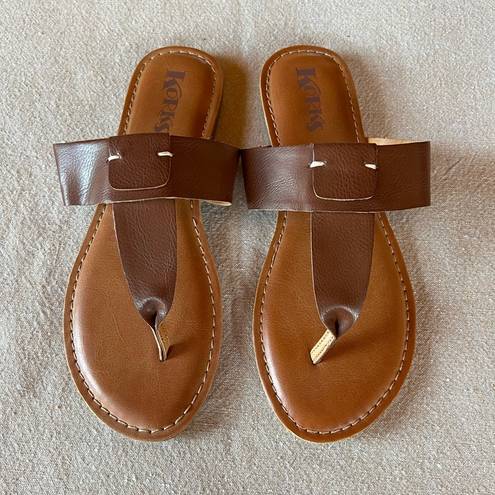 Kork-Ease Korks Dawn Brown Leather Sandal Thong Slide On NEW Size 9