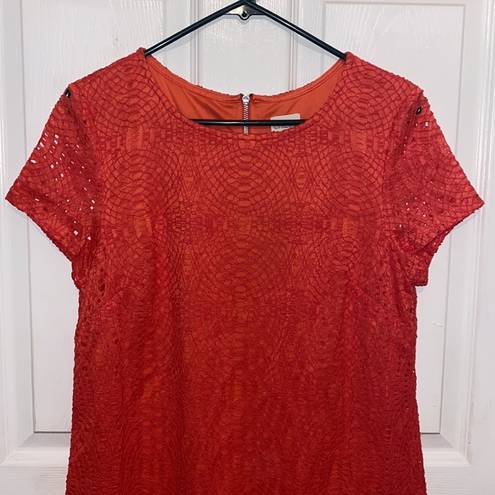 Chico's  Coral Lace Eyelet Short Sleeve Dress