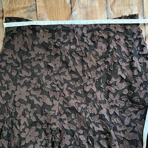 Coldwater Creek  Brown A Line Maxi Skirt Brown Floral Zip Up Waist Size Large GUC