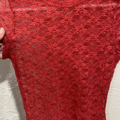 Free People Intimately  sheer floral lace short sleeve cheeky bodysuit size M