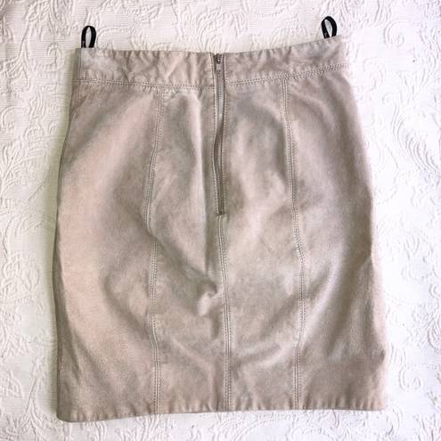 Bardot Women's Beige Genuine Leather High-Rise Mini Pencil Skirt