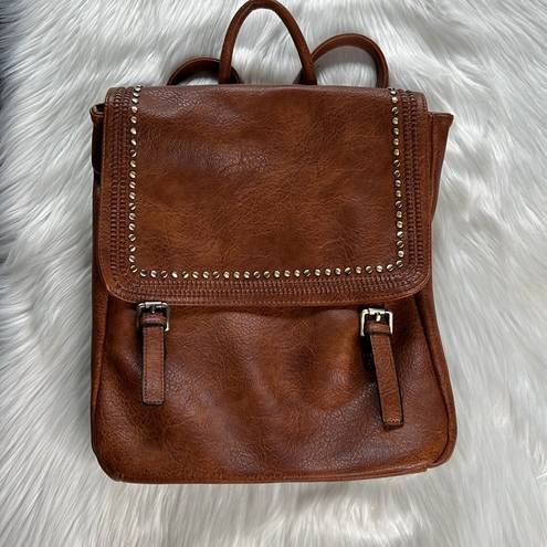 Krass&co Jen &  Brown Leather Flap Over Backpack