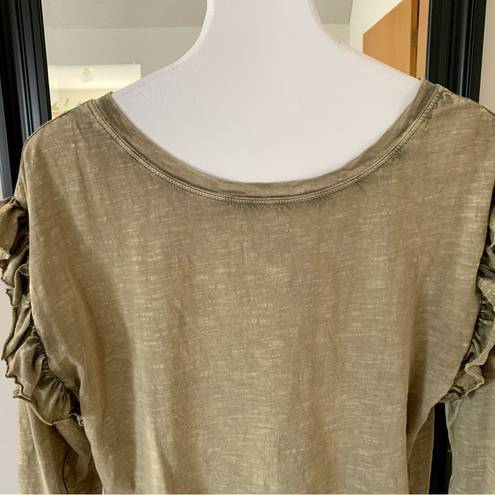 Pilcro  For Anthropologie Green Ruffled Open Back Top