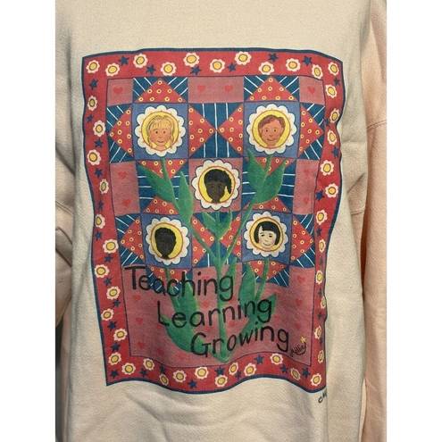 Lee VTG Teacher Heavyweight  Womens Size L Sweatshirt Teaching Learning Growing