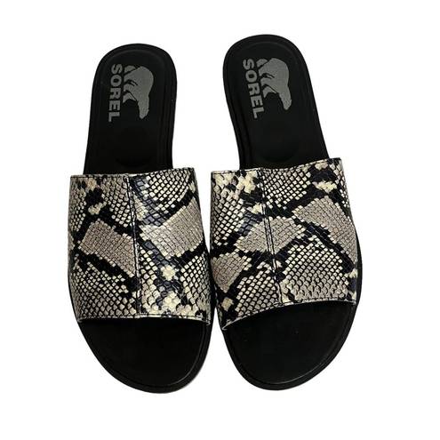 Sorel  Women's Ella II Snake Print Block Slide Sandals Size 7
