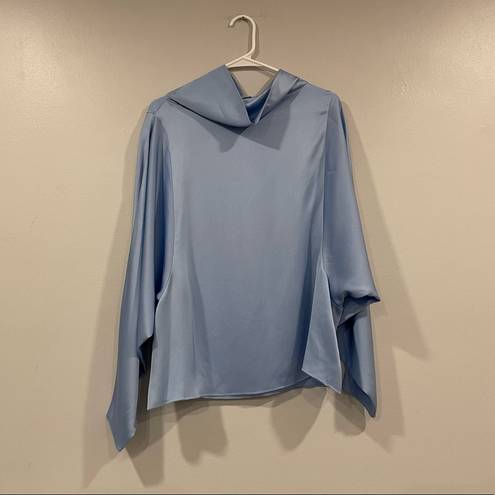 The Row  Iona Long Sleeve Silk Top Light Blue XS