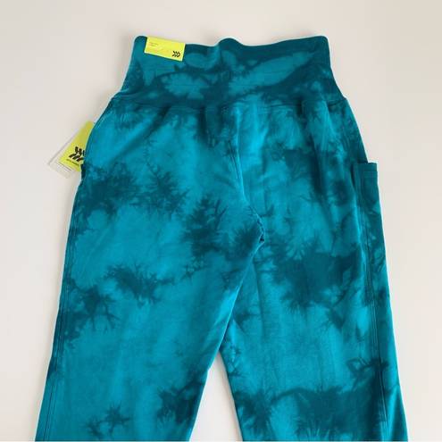 All In Motion  Teal Green Tie Dye High Rise Ribbed Jogger Loungewear Sweatpants