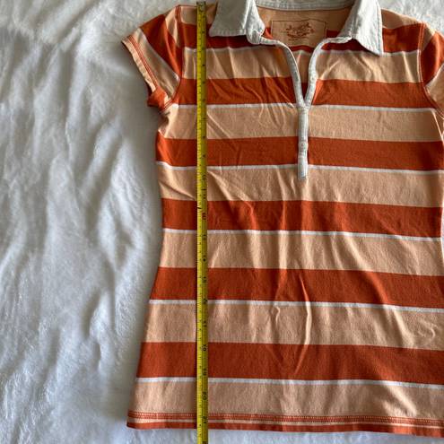 Y2K Orange Stripped Collared Shirt Size M