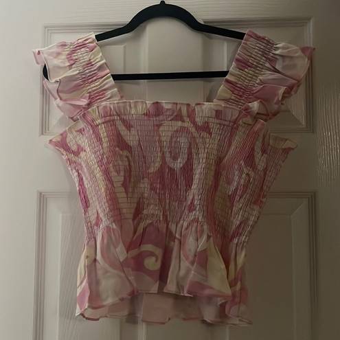 Hill House New  Home The Paz Top Candy Kaleidoscope Pink Print Size Large