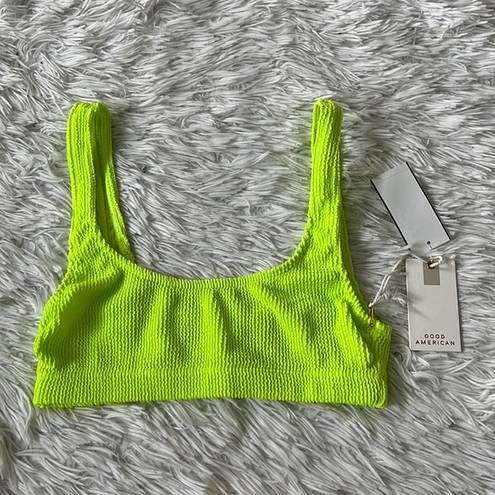 Good American  Women’s Always Fits Scoop Neck Bikini Top in Electric Lime sz 1/2