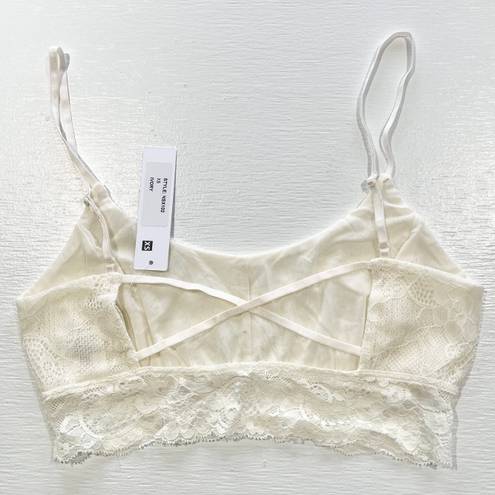 LA Made New  Criss Cross Strap Open Back Lace Bralette Ivory