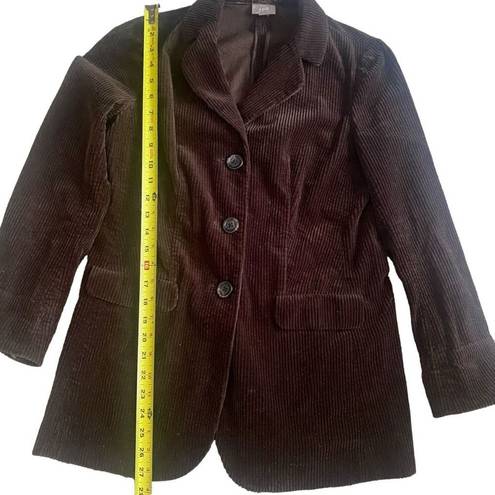 J.Jill  Corduroy Blazer Sz Med Grandpa Jacket Brown 100% Cotton Velour Trim