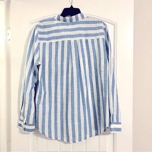 Style & Co  Cotton Striped Boyfriend Shirt Antique Blue & White Size XL New w/Tag