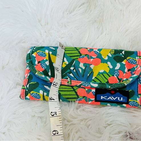 KAVU  tropical floral Hawaiian wallet billfold green orange