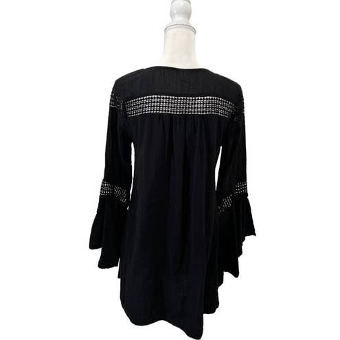 l*space L* Bloomfield Swim Cover Up Tunic Cotton Dress Black Size Large Beach Pool