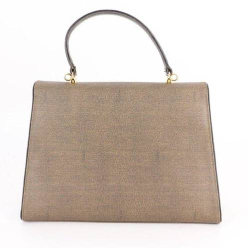 Fendi Authentic Vintage  Oatmeal Coated Canvas Logo Top Handle Handbag