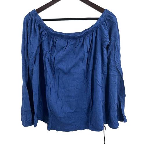 Michael Lauren  Blue Carmelo Bell Sleeve Off Shoulder Top Small New