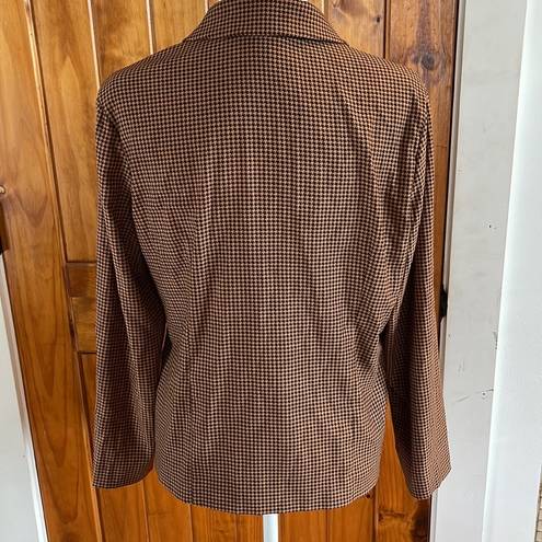 Houndstooth Casual Corner Vintage Jacket Blazer Shacket Petite 8 brown tan  plaid