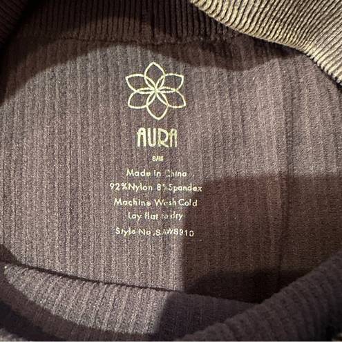 Aura  Purple Gray Ribbed High Rise Activewear Biker Shorts Sz S/M NEW
