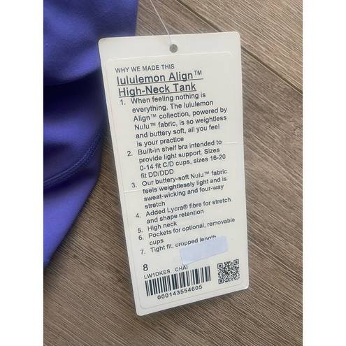 Lululemon NWT  Align High Neck Tank Top Charged Indigo Size 8