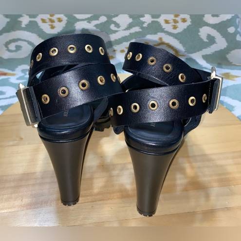 ALLSAINTS  Sienna Leather Platform Sandal Black wrap strap w/ buckle 8.5US/39EU