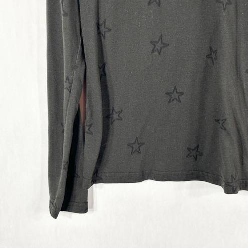 Rails  Medium Top Black Sheer Star Print Long Sleeve V Neck Cotton Women 1581