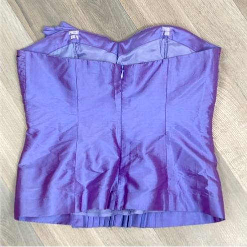 Tracy Reese Plenty by  Pleated Taffeta Bustier Corset Top Purple Shimmer 8