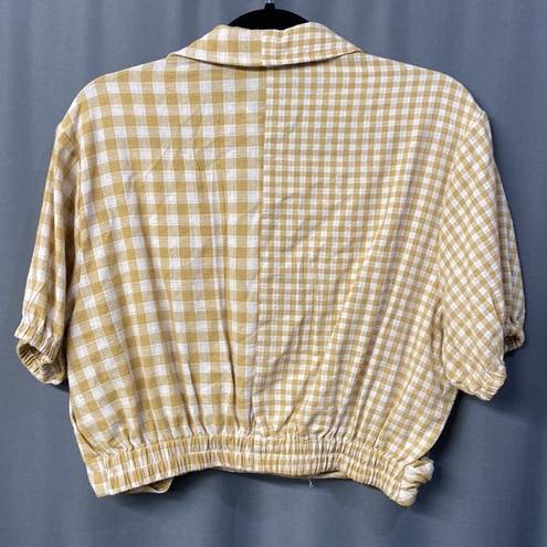 Prómesa Promesa
Carefree Heart Cropped Button-Up Gingham Shirt size L (b21)