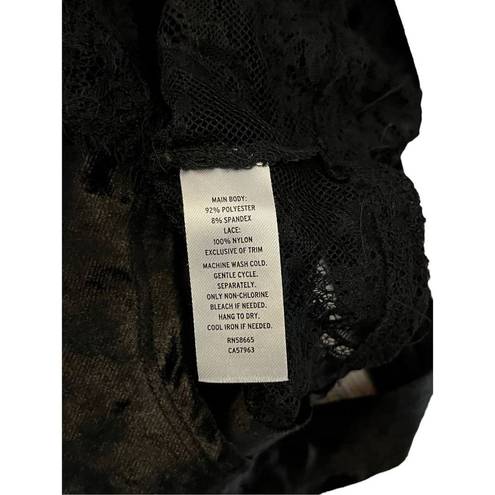 Chelsea28  Black Velour Lace Bodysuit Size Small