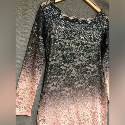 Onyx  night, 10 long sleeve dress with mauve, pink and black ombre