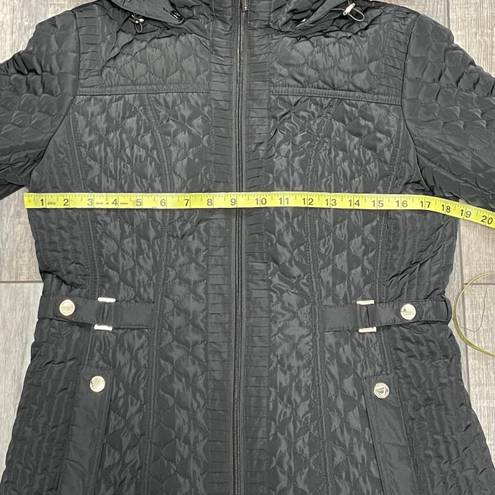 Gallery Quilt Hooded Jacket Black With Gold Hardware Size Small