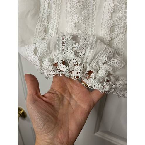 Elan  Crochet Off The Shoulder Crop Top in White Peasant Cottage Core sz. XL