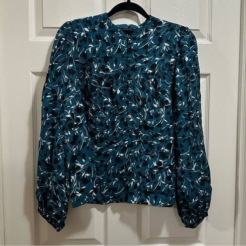 Who What Wear Womens  NWT Green Floral Button Down Puff Sleeve Blouse Top Size XL