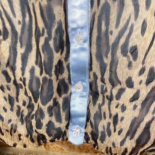 Rebecca Taylor  Blue Leopard Animal Print Cardigan Sweater Women's Size Small