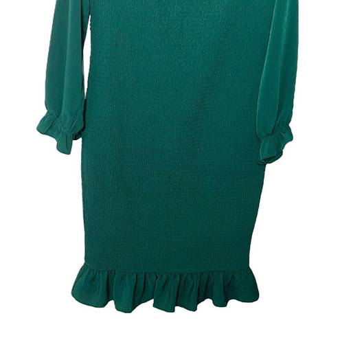 Baltic Born  Esther Smocked Ruffle Hem Midi Dress Emerald Green Size 1XL