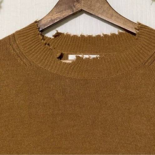 Treasure & Bond  Sweater Mock Neck Distressed trim Tan NWT Medium