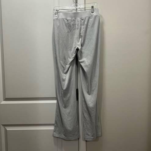 Juicy Couture  Gray Velour Jeweled Track Pants Size Small