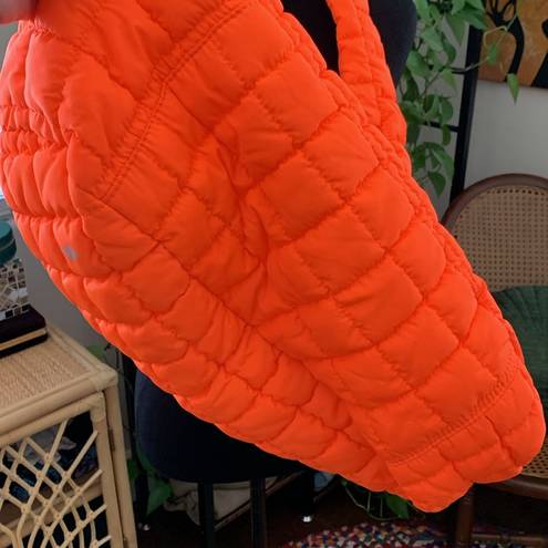 Free People  Movement Quilted Carryall Hot Electric Orange Gym Travel Tote Bag