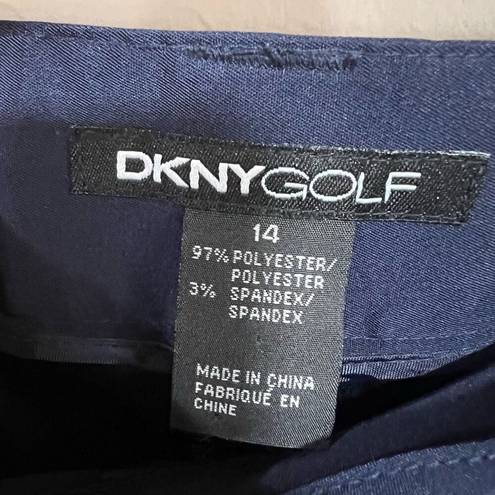 DKNYGOLF Capri Pant Sz 14 By Jamie Sadock Navy Stretch Pockets Loops Front Zip