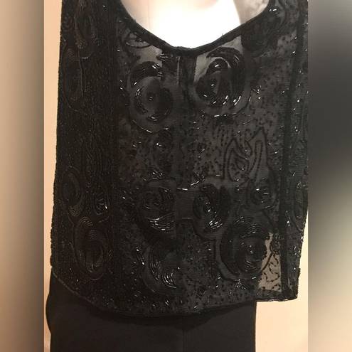 Banana Republic Sheer Black Beaded sequence Zipper lining 100   % Silk  Size S.