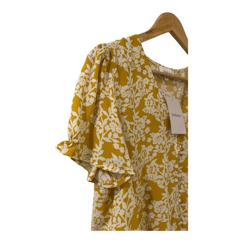 Bohme  Blouse Short Sleeve Mustard Floral Print Size Small Women’s NWT