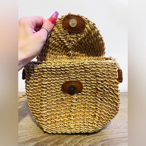 Krass&co Vintage G.H.Bass &  wicker/straw boho crossbody bag