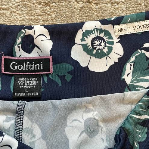 Night Moves Golftini  navy blue/ green and white floral golf skort sz L