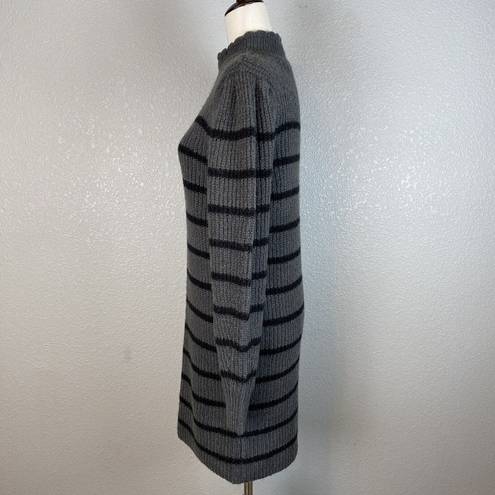 RD Style  Womens Ribbed Knit Sweater Dress S Small Gray Black Stripe Long Sleeve