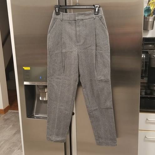 ANINE BING 💕💕 Becky Trouser Pant Straight Leg High Waisted Grey Fishbone 32 NWT